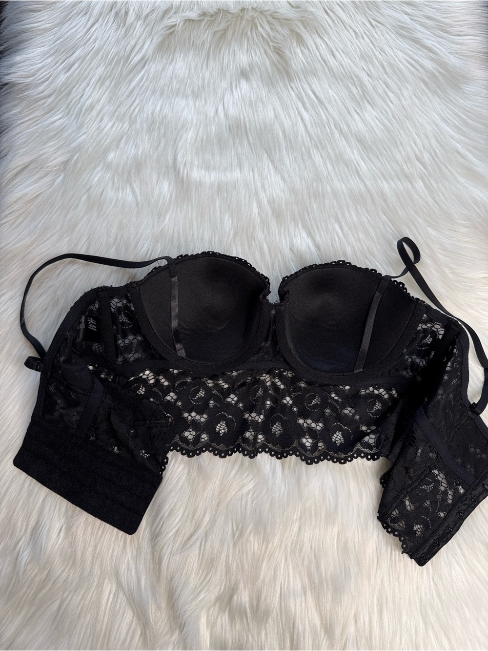 H&M Black Floral Lace Bustier Bralette - Picture 4 of 5